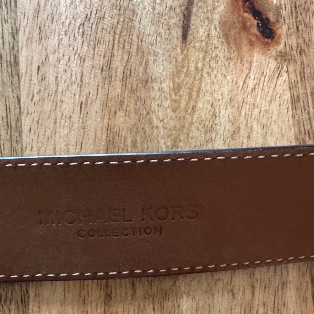 Michael kors collection made in Italy genuine Leather Belt Silver Buckle D rings - Picture 6 of 8